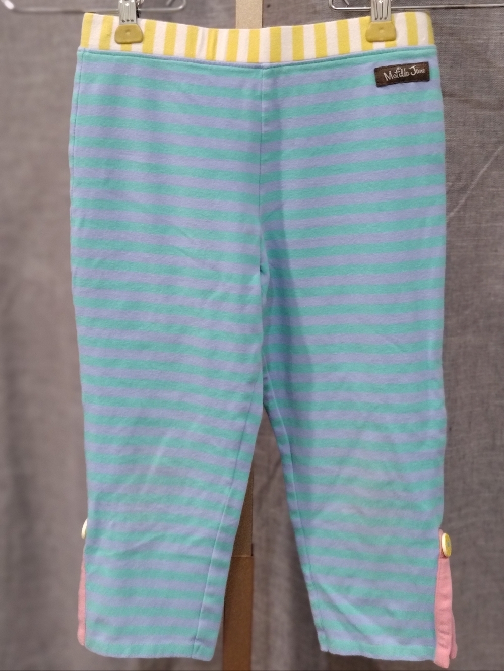 Matilda Jane Aqua & Mint Striped Pajama Bottoms with Yellow Waistband